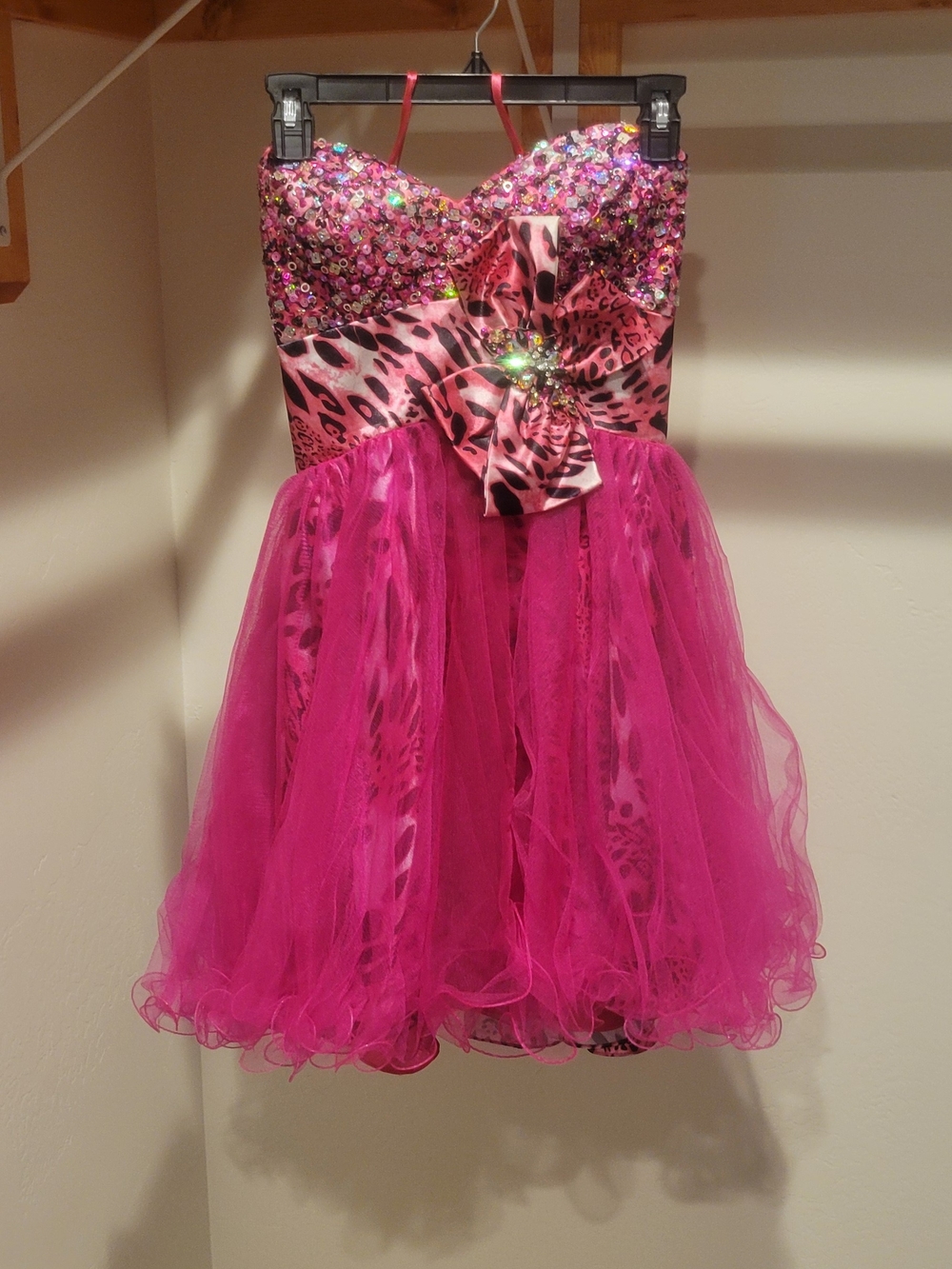 Hot Pink Sequin & Tulle Party Dress